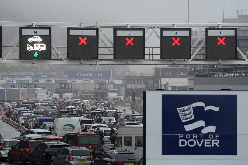 Traffic at the Port of Dover in Kent as the Easter weekend approaches. PA