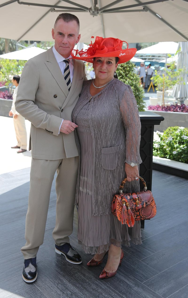 gary rhodes and wife Jennie Rhodes at the geales dubai world cup party at le royal meridien hotel.  Handouts from Grosvenor House and Le Royal Meridien Beach Resort & Spa – who hosted UK based celebrities at the recent Dubai World Cup on Saturday 28th March .
CREDIT: Grosvenor House *** Local Caption ***  al01ap-World Cup Brits-GALLERY-4.jpg