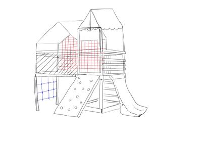 The children of Umm Sayhoun in Jordan voted this sketch of Malaeb's playground as their favourite. Photo: Malaeb