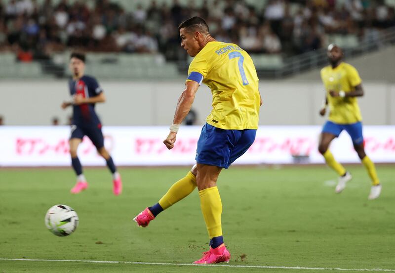 Cristiano Ronaldo against Paris Saint-Germain in Osaka. EPA
