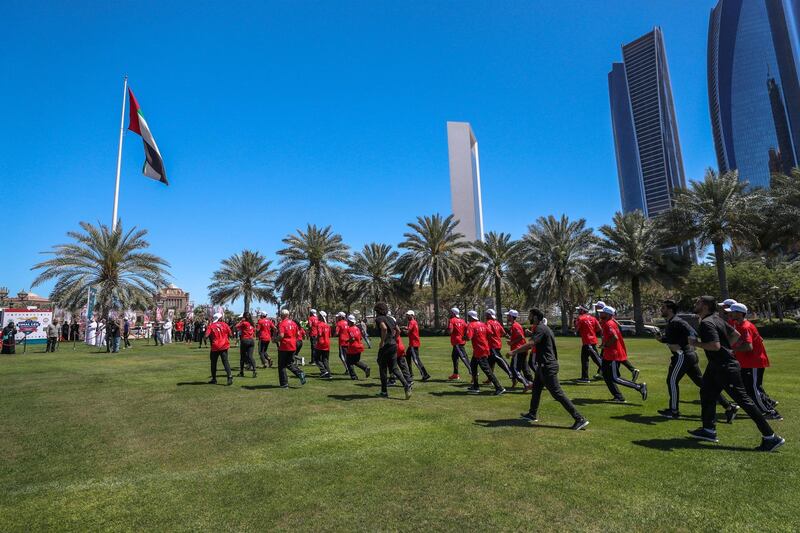 Abu Dhabi, UAE.  March, 14, 2018.  Law Enforcement Torch Run.  From the  ADNOC to Emirates Palace.  The runners arrive at the Emirates Palace Hotel.
Victor Besa / The National