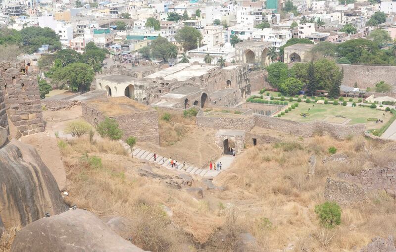 Golconda Fort was built on the top of a small granite hill overlooking Hyderabad, the joint capital of India's Telangana and Andhra Pradesh states. All photos: Taniya Dutta / The National