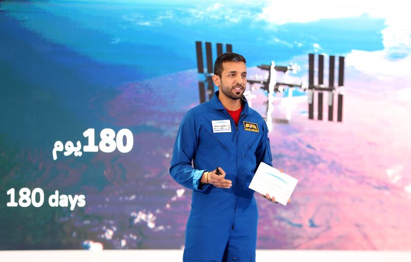 Emirati astronaut Sultan Al Neyadi at the UAE in Space event at Dubai's Museum of the Future. All photos: Pawan Singh / The National