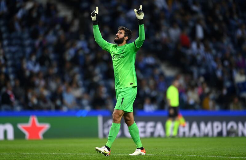 Goalkeeper: Alisson (Liverpool) – Ensured Manchester City did not have a lead to show for their first-half chances with two terrific saves from Phil Foden. Getty
