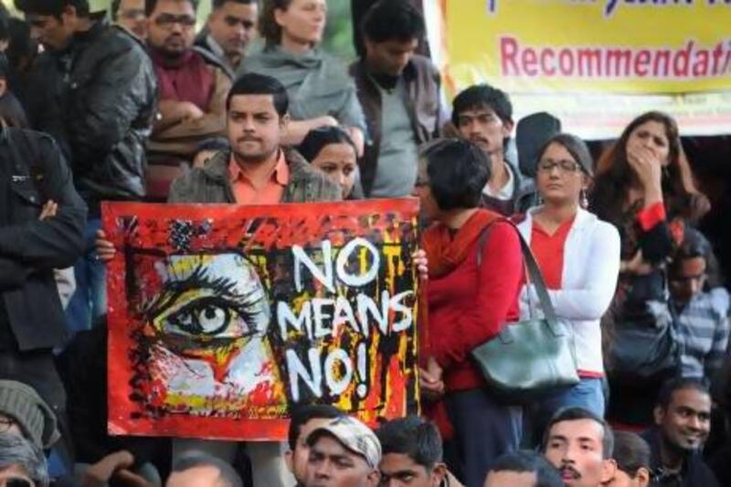 Activists protest against what they call the Indian government's lax response to the gang rape of a university student last month. Raveendran / AFP