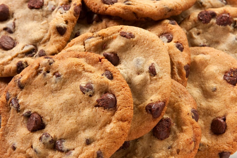 A plate of freshly baked chunky chocolate chip cookies. Getty Images