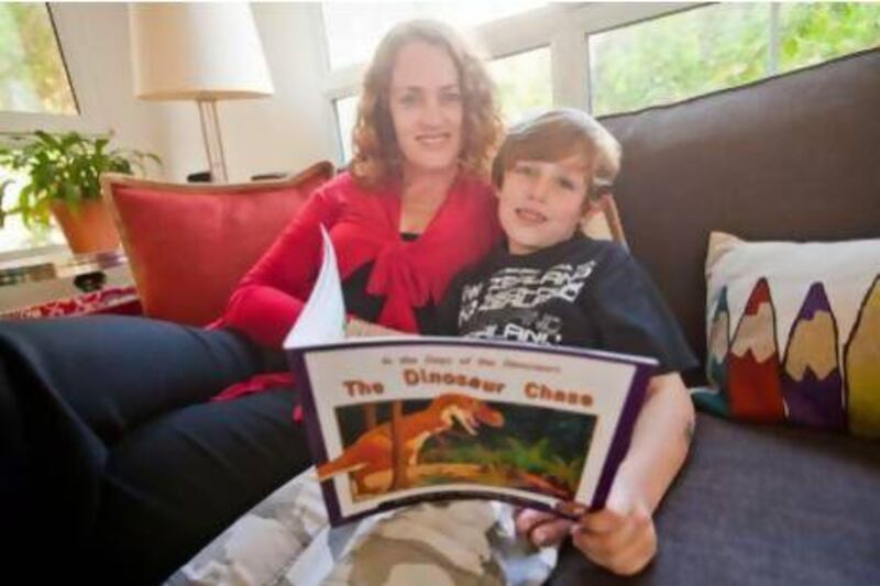 The parenting educator Carmen Benton with her son Jamie at their Dubai home. Jaime Puebla / The National Newspaper