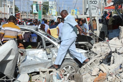 The two simultaneous explosions near Somalia's education ministry killed more than 120 people and injured hundreds more. AFP