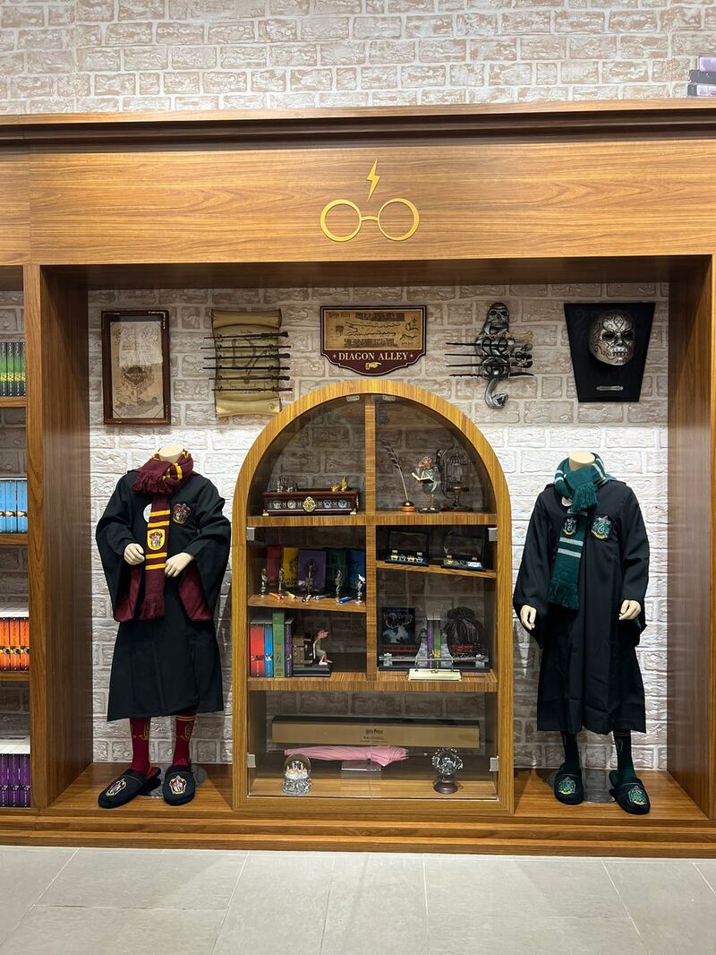 The shop also features the famous Hogwarts robes and scarves