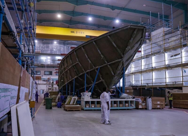 A Gulf Craft superyacht in the making. Victor Besa / The National