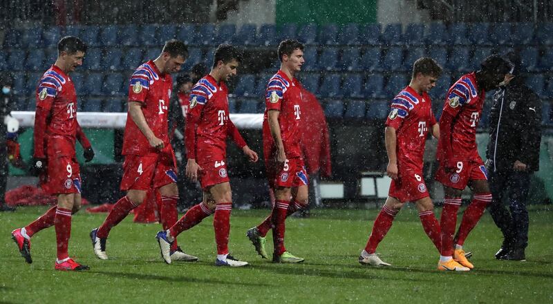 Dejected Bayern players after their defeat. EPA