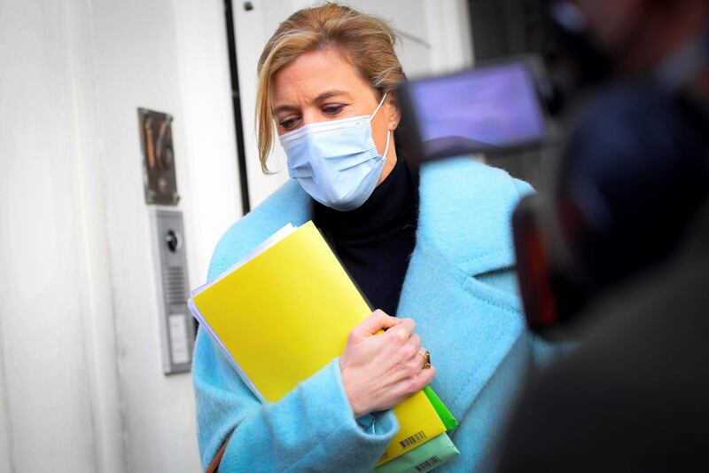 Interior Minister Annelies Verlinden leaves after a Kern meeting, a restricted ministers meeting in Brussels to discuss new measures for travels abroad in the fight against Covid-19, on January 18, 2021. Belgium OUT
 / AFP / Belga / LAURIE DIEFFEMBACQ
