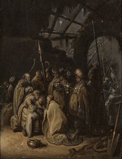 Rembrandt's The Adoration of theKings illustrates a biblical scene where three wise men present gifts to the newborn Jesus. Photo: Sotheby's