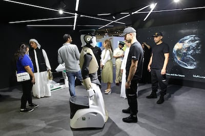 Robocop greets visitors to the Dubai Police stall at Gitex. Dubai Police