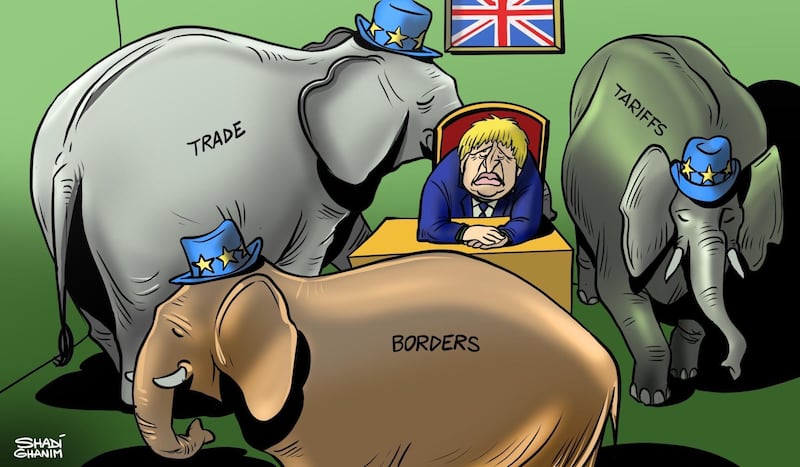 Our cartoonist Shadi Ghanim's take on the elephants in the room thanks to Brexit-related chaos in the UK.