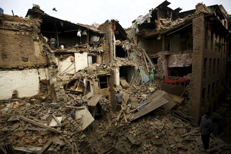 The day after the earthquake in Bhaktapur, Nepal, a search was underway for survivors in this collapsed building. Navesh Chitrakar / Reuters