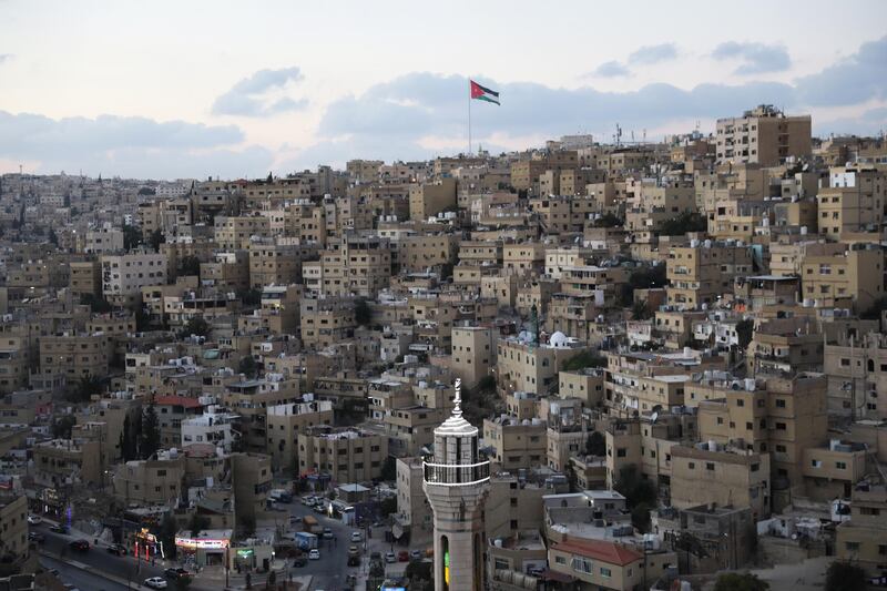 epa06975184 A general view of the center of Amman from the citadel, Jordan, 26 August 2018. The Citadel of Amman was the capital of the Ammonites, dating back to the Middle Bronze Age (1650-1550 BC). The remains of the Ammonite palaces are still present, including Roman and Corinthian ruins and temples as well as Islamic monuments dating back to the Umayyad period (AD 661-750).  EPA/ANDRE PAIN