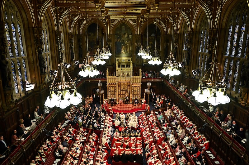 The UK royal family attends the state opening of Parliament in the House of Lords chamber in May. AFP