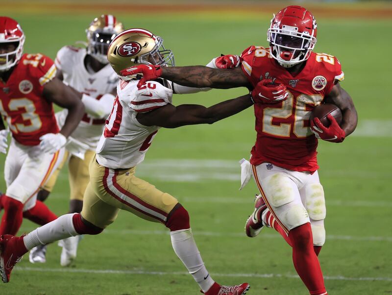 Kansas City Chiefs Damien Williams runs for a touchdown. EPA