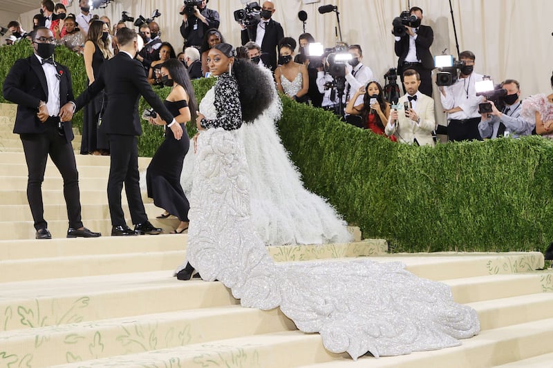 Simone Biles in Area at the 2021 Met Gala. AFP