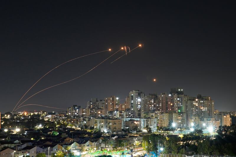 Israel's Iron Dome anti-missile system intercepts rockets launched from the Gaza Strip. AP