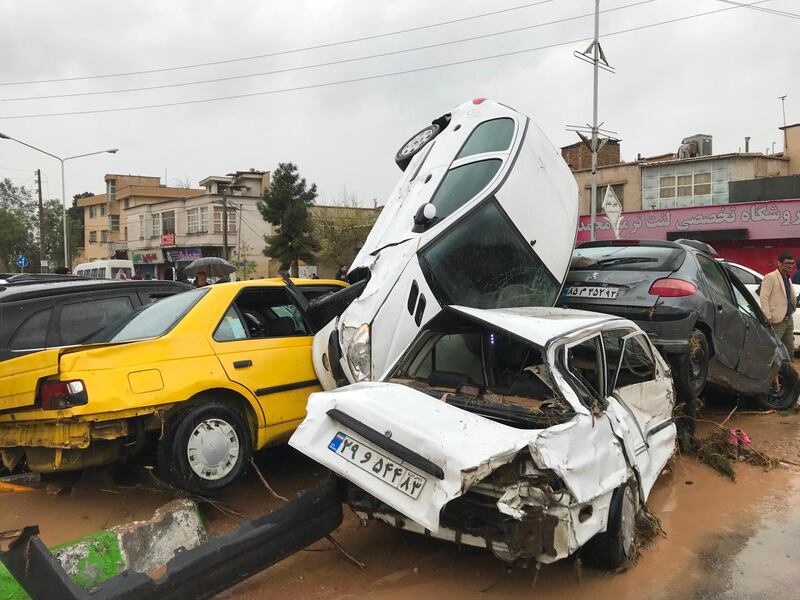 Cars pilling up in a street in the southern city of Shiraz. AFP