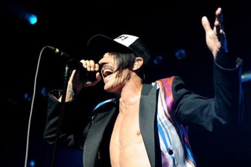 The singer Anthony Kiedis of the Red Hot Chili Peppers performs at LA Live’s Club Nokia to benefit The Silverlake Conservatory of Music on August 24.