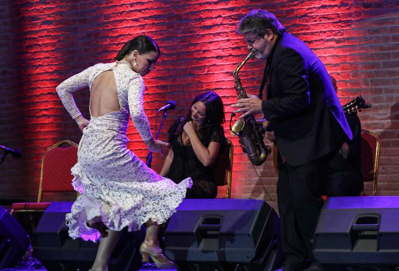 Spanish flamenco dancer Carolina Morgado performs on stage in Erbil. AFP