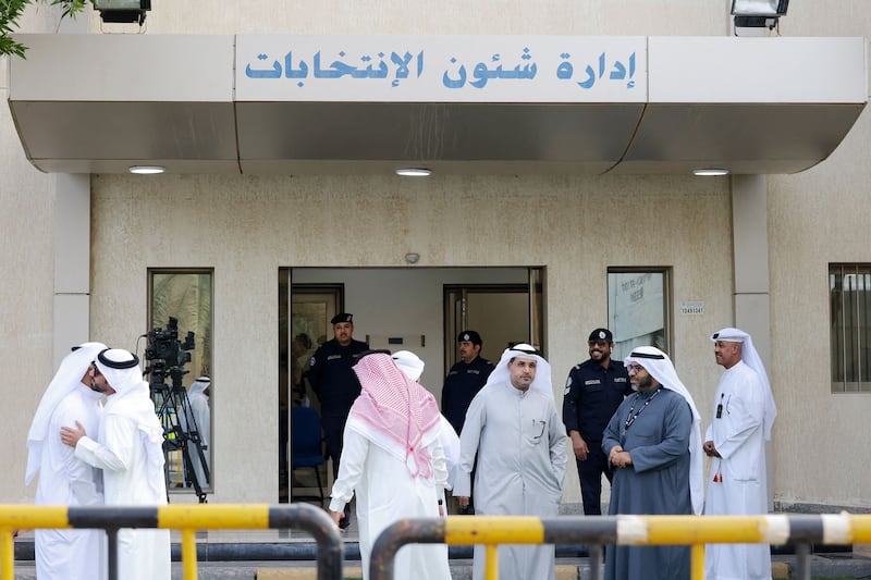 Kuwaiti candidates arrive to register for the upcoming parliamentary elections in Kuwait City. AFP