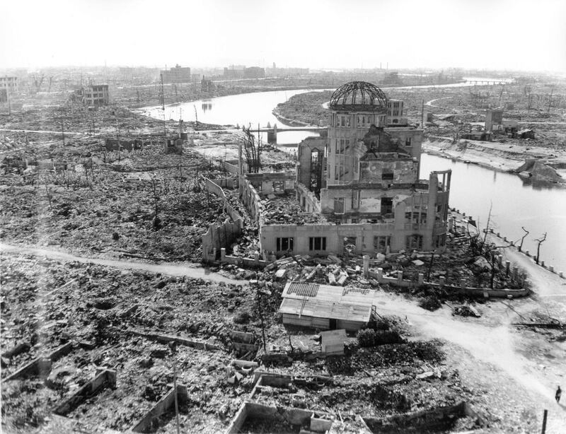 (FILES) This handout file picture taken on November 1945 by the US Army and released by the Hiroshima Peace Memorial Museum shows the A-bomb Dome, three months after the atomic bomb was dropped by B-29 bomber Enola Gay over the city of Hiroshima. Japan on August 6, 2020 will mark 75 years since the world's first atomic bomb attack, with the COVID-19 coronavirus pandemic forcing a scaling back of annual ceremonies to commemorate the victims. - ---EDITORS NOTE---RESTRICTED TO EDITORIAL USE - MANDATORY CREDIT "AFP PHOTO / US Army / HIROSHIMA PEACE MEMORIAL MUSEUM" - NO MARKETING NO ADVERTISING CAMPAIGNS - DISTRIBUTED AS A SERVICE TO CLIENTS 
 / AFP / Hiroshima Peace Memorial Museum / US ARMY / Handout / ---EDITORS NOTE---RESTRICTED TO EDITORIAL USE - MANDATORY CREDIT "AFP PHOTO / US Army / HIROSHIMA PEACE MEMORIAL MUSEUM" - NO MARKETING NO ADVERTISING CAMPAIGNS - DISTRIBUTED AS A SERVICE TO CLIENTS 
