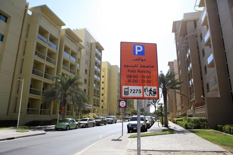 New paid street parking machines and signs have been introduced in The Greens in Dubai. Sarah Dea/The National