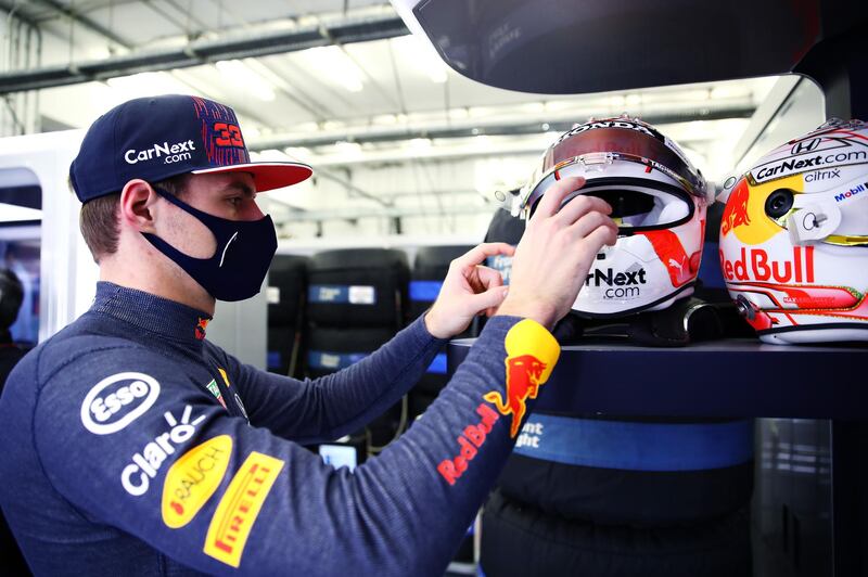 Max Verstappen prepares to drive during practice ahead of the Bahrain GP. Getty