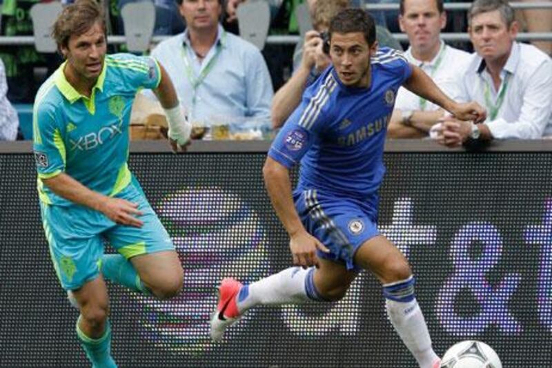 Eden Hazard on the ball for Chelsea against Seattle.