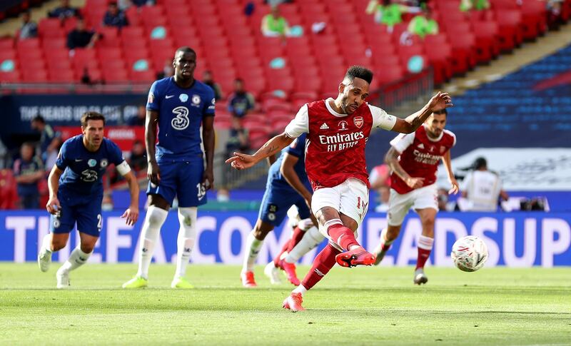 Pierre-Emerick Aubameyang - 8: Headed very good early chance wide. Drew foul from Azpilicueta to win penalty then produced ultra-cool finish from the spot to make the score 1-1. Skipped past Zouma like he wasn't there before brilliant chip for second goal. Getty