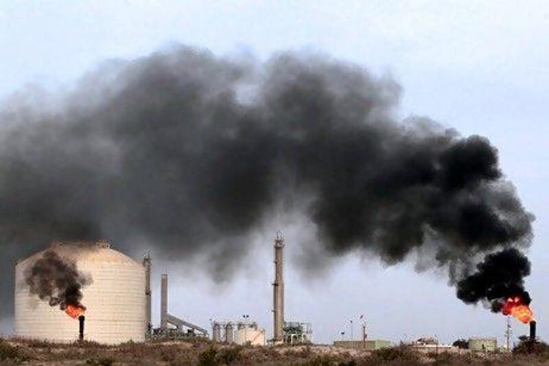 An oil terminal is seen after it was retaken by rebels from Muammar Qaddafi's forces in Zueitina. Reuters