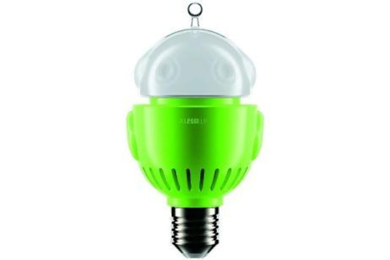 As demand increases, more energy-efficient bulbs are coming onto the market. Alessi's new U2Mi2 LED bulb is modelled after a robot. Available at www.alessi.com.