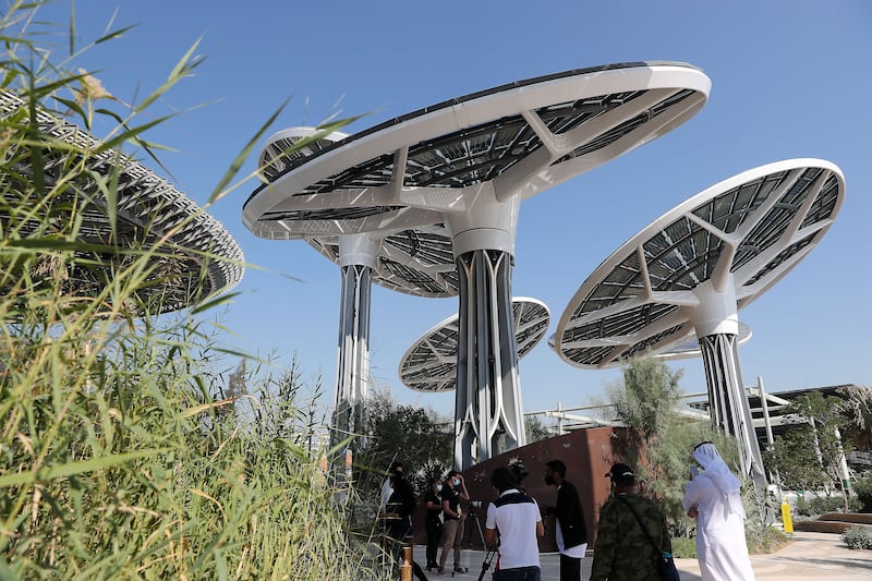 DUBAI, UNITED ARAB EMIRATES , January 16 – 2021 :- Outside view of the Dubai Expo 2020 Sustainability Pavilion during the media tour in Dubai. (Pawan Singh / The National) For News/Online/Instagram/Big Picture. Story by Sarwat