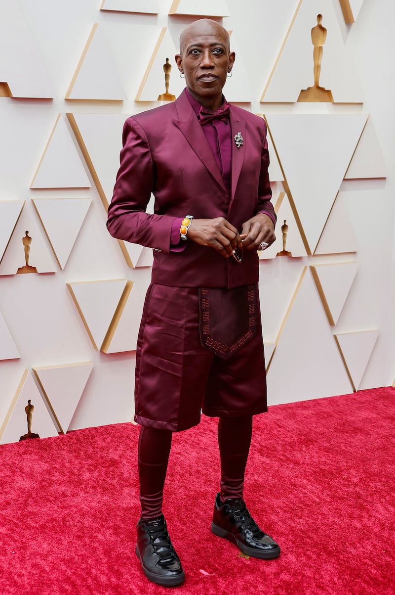 Actor Wesley Snipes goes head-to-toe burgundy. Reuters
