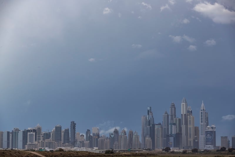 Dark clouds linger over Dubai with more adverse weather forecast. Antonie Robertson/The National