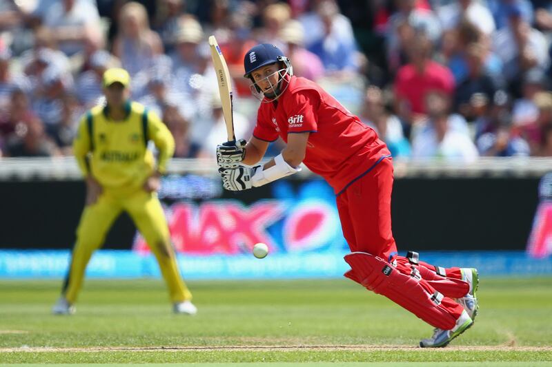 BIRMINGHAM, ENGLAND - JUNE 08: Joe Root of England plays to the legside during the Group A ICC Champions Trophy match between England and Australia at Edgbaston on June 8, 2013 in Birmingham, England.  (Photo by Michael Steele/Getty Images) *** Local Caption ***  170158854.jpg
