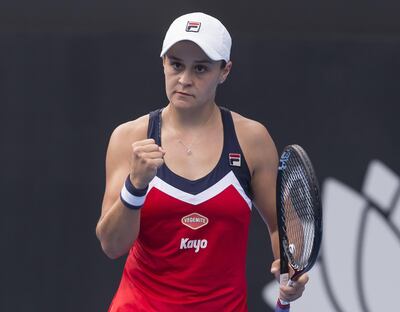 epa07276695 Ashleigh Barty of Australia reacts against Petra Kvitova of the Czech Republic during the Sydney International tennis tournament at Sydney Olympic Park Tennis Centre in Sydney, Australia, 12 January 2019.  EPA/CRAIG GOLDING EDITORIAL USE ONLY AUSTRALIA AND NEW ZEALAND OUT