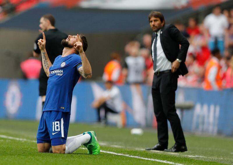 Striker:  Olivier Giroud (Chelsea) – A lovely slaloming run against Southampton showed how he can score memorable goals and why he was preferred to Alvaro Morata. Frank Augstein / AP Photo
