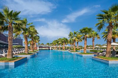 Stay at Marriot Al Forsan for access to one of Abu Dhabi's largest swimming pools. Photo: Marriott