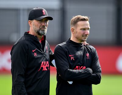 Liverpool manager Jurgen Klopp with assistant Pepijn Lijnders. Getty