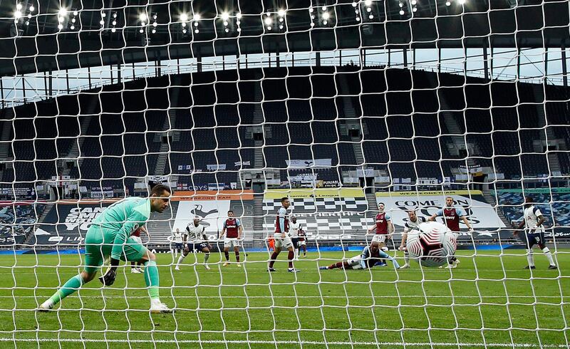 West Ham goalkeeper Lukasz Fabianski watches Harry Kane's opening goal hit the back of the net. PA