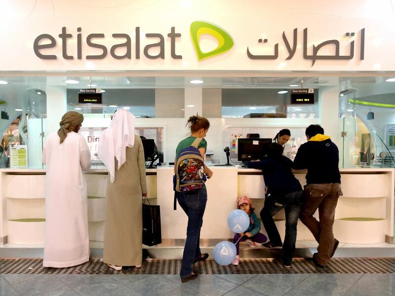 Etisalat has announced plans to buy back shares worth Dh7.5bn from the market. Its stocks climbed on Tuesday. Fatima Al Marzooqi / The National