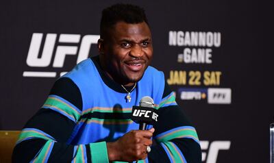 Francis Ngannou during a press conference for UFC 270. AFP
