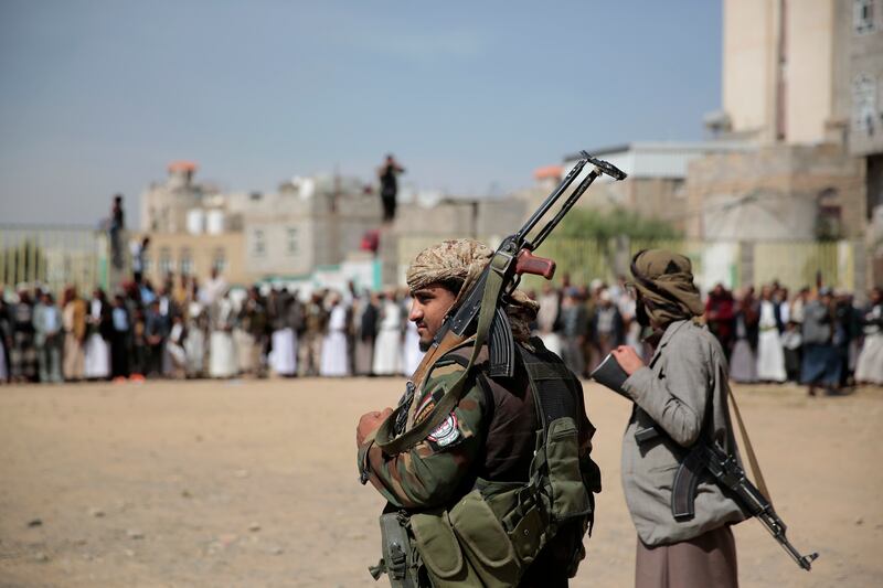 Houthi fighters in Sanaa, Yemen.  AP Photo