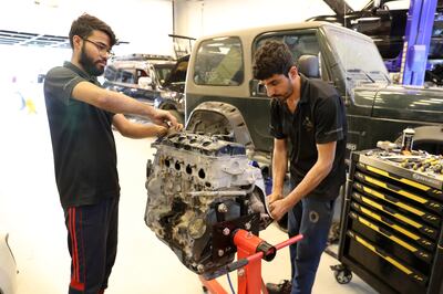 Mechanics said engine damage was the most common issue for cars affected by the floods. Pawan Singh / The National