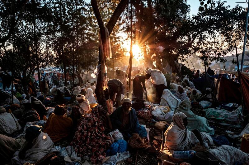 Ethiopian Orthodox pilgrims rest at a camp site in Lalibela, Ethiopia. AFP